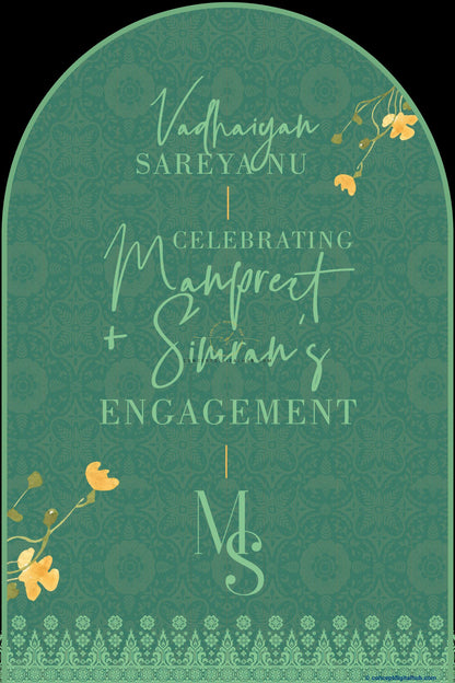 Green Color Floral Welcome Board for Engagement