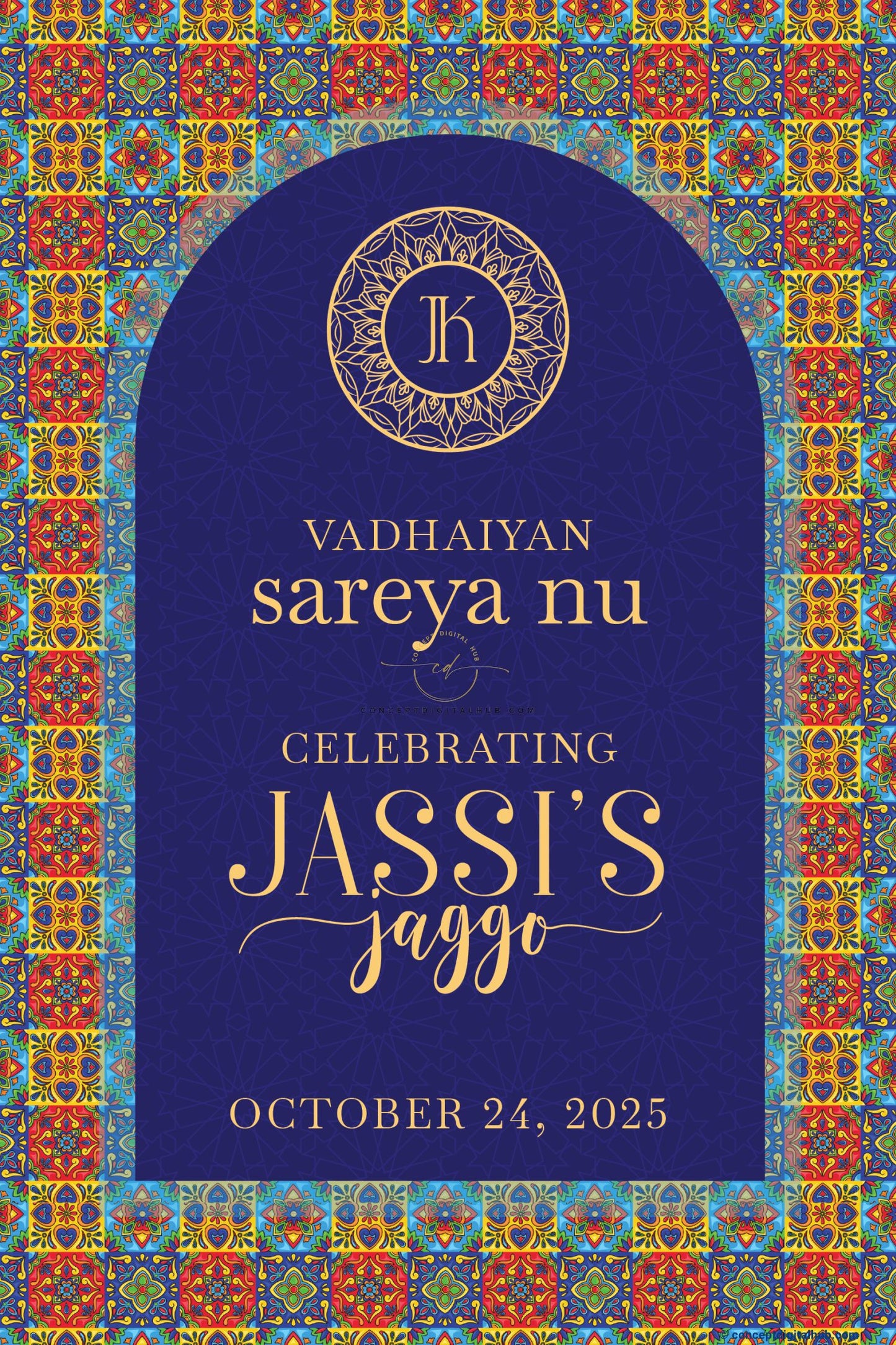 Nile Blue Color Talavera Pattern Welcome Board for Jaggo