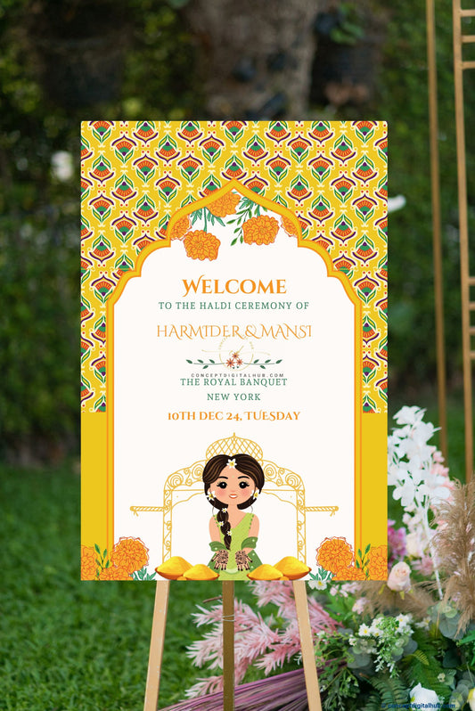 Haldi Color Welcome Board for Maiyan