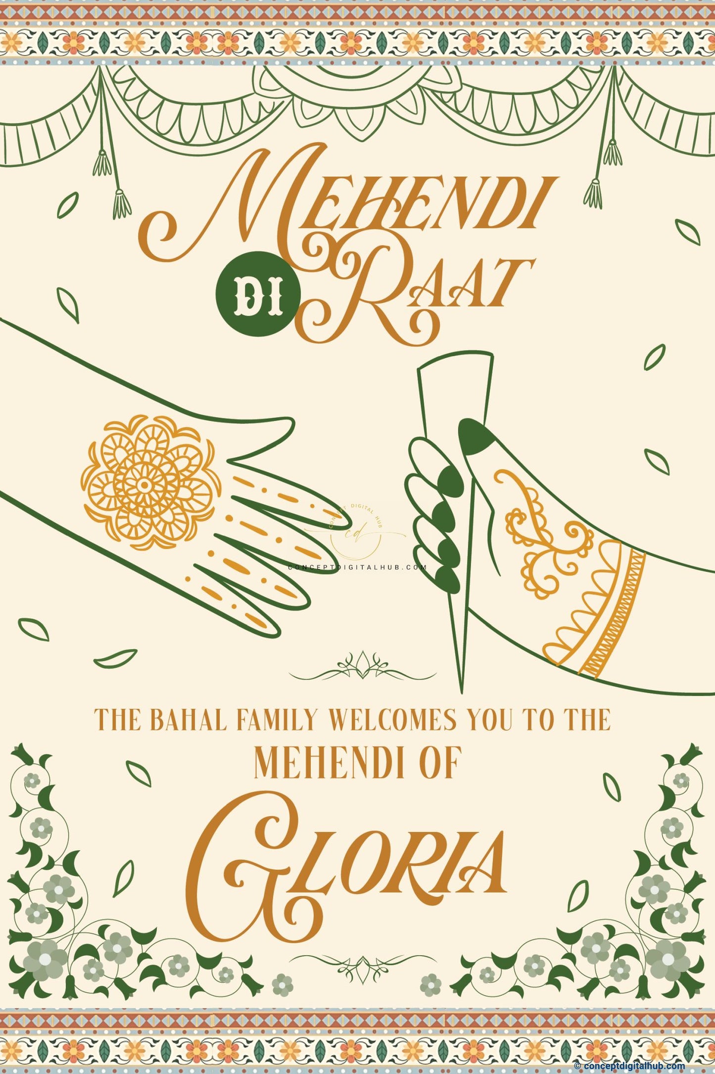Beige Color Mehndi Hand Welcome Board for Mehendi