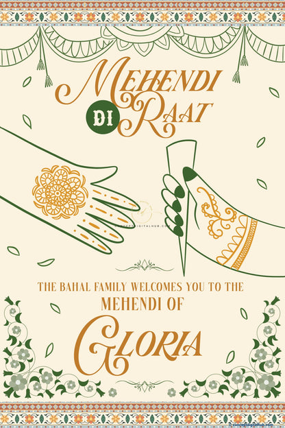 Beige Color Mehndi Hand Welcome Board for Mehendi