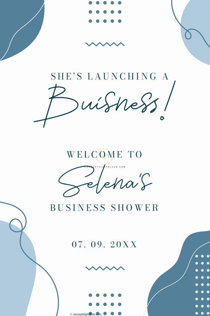 Business Shower Welcome Sign Board In Blue