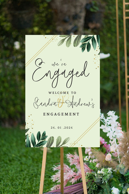 Green Engagement Welcome Sign Board