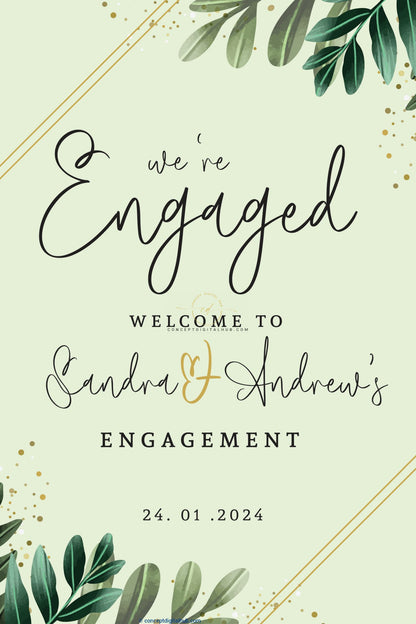 Green Engagement Welcome Sign Board