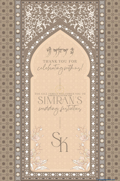 Light Apricot Color Floral Pattern Welcome Board for Wedding Festivities