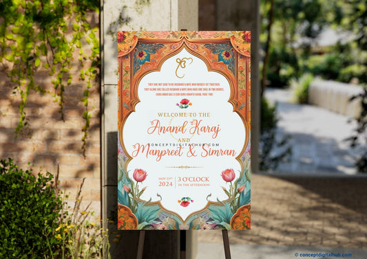 Mughal Arch Floral Welcome Board for Wedding Week