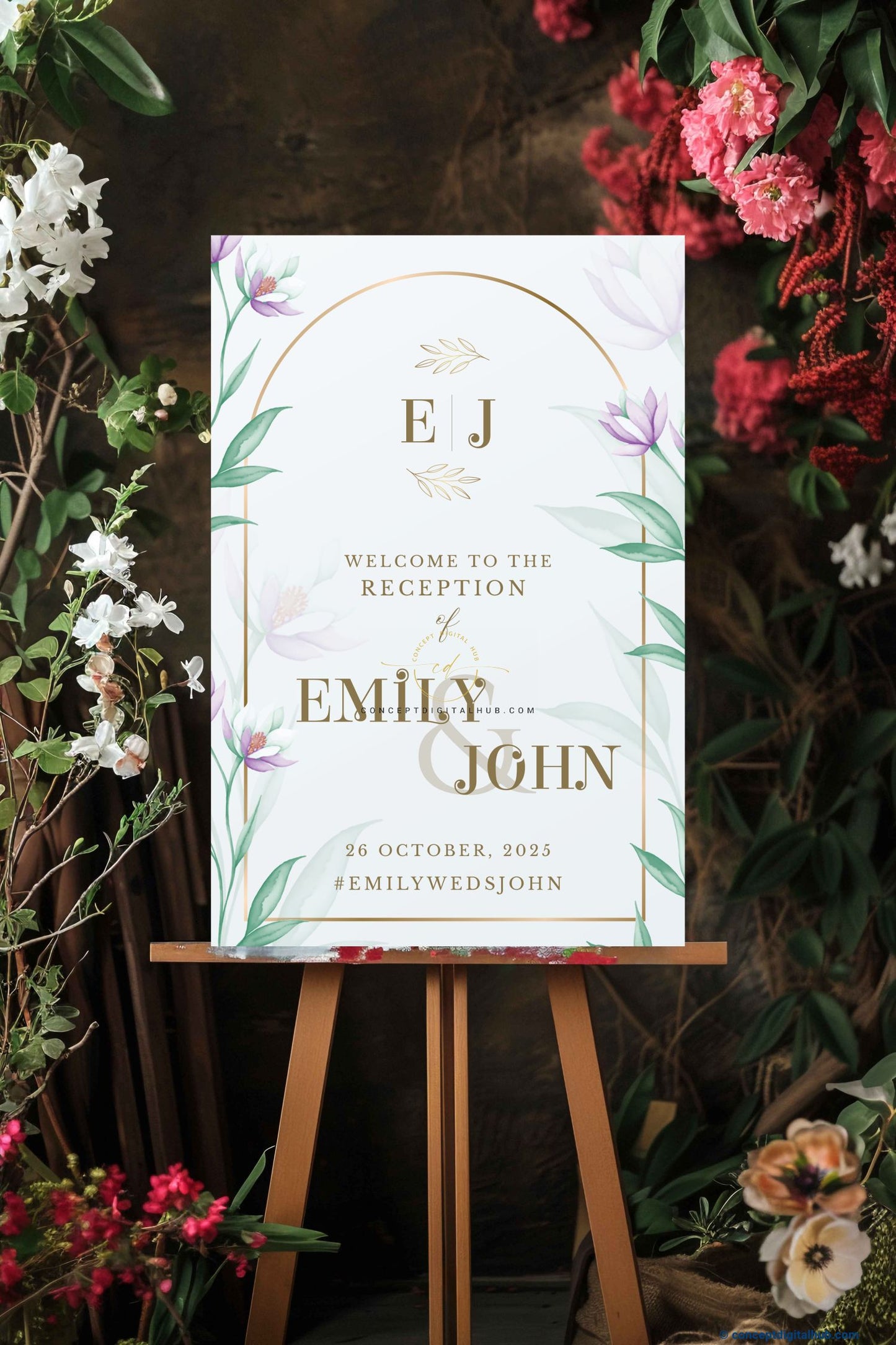 Alice Blue Color Leaves Welcome Board for Wedding Week