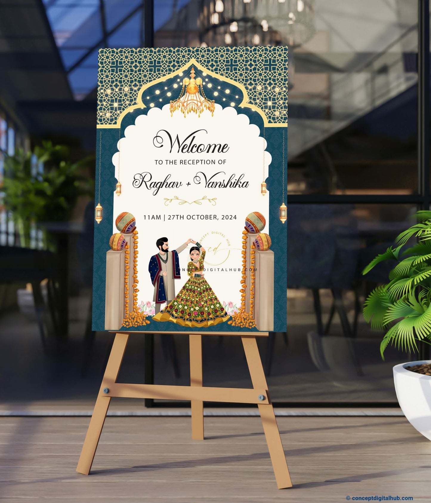 Blue Color Couple Welcome Board for wedding