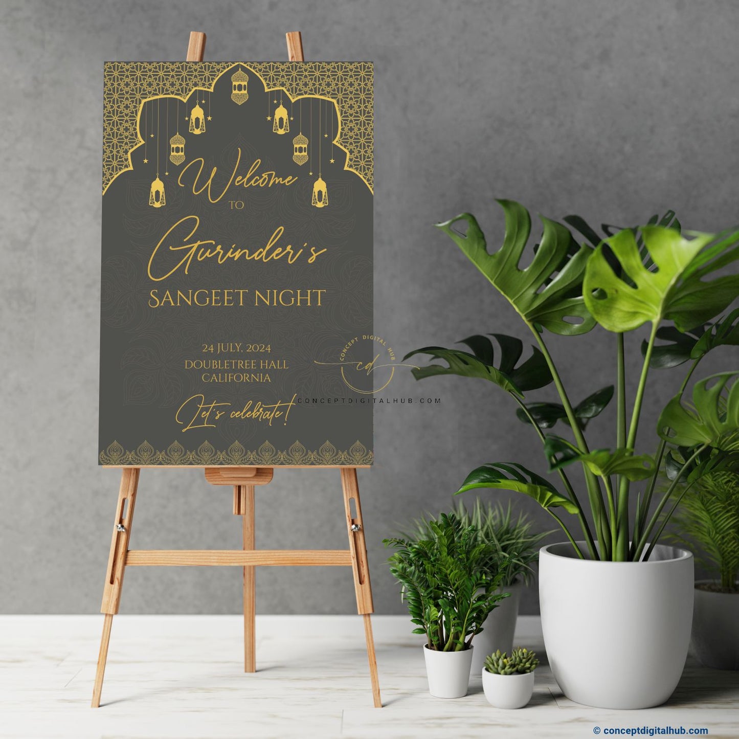 Golden Sangeet Welcome Sign Board