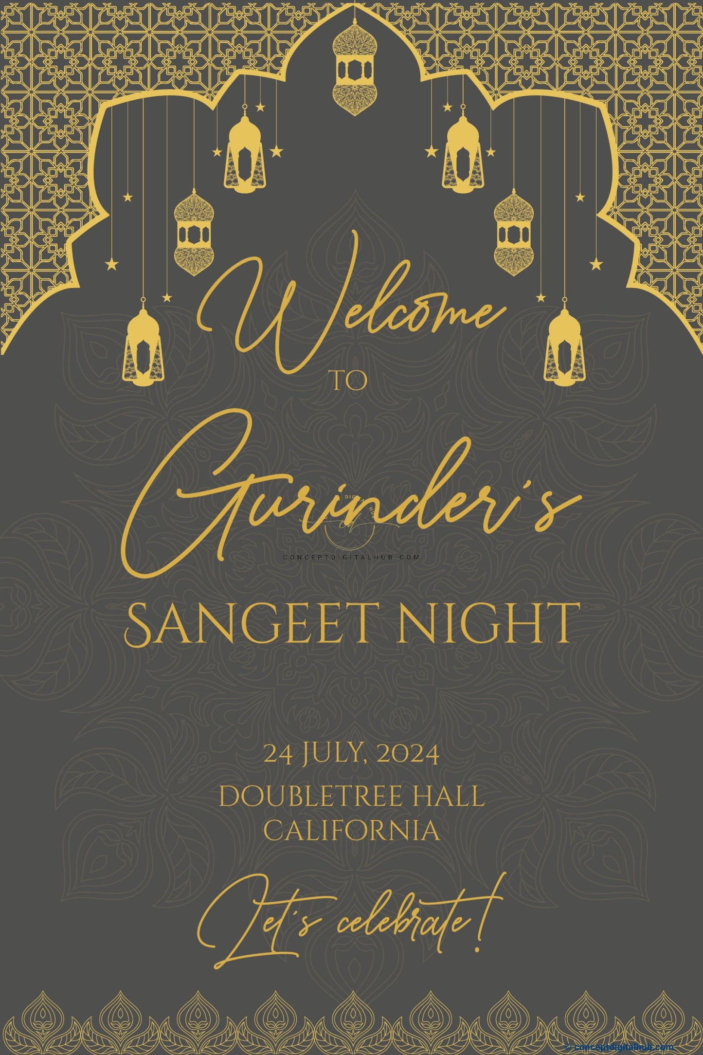 Golden Sangeet Welcome Sign Board