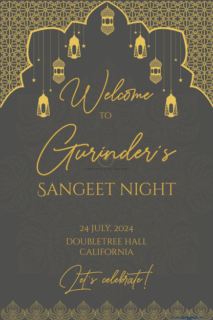 Golden Sangeet Welcome Sign Board