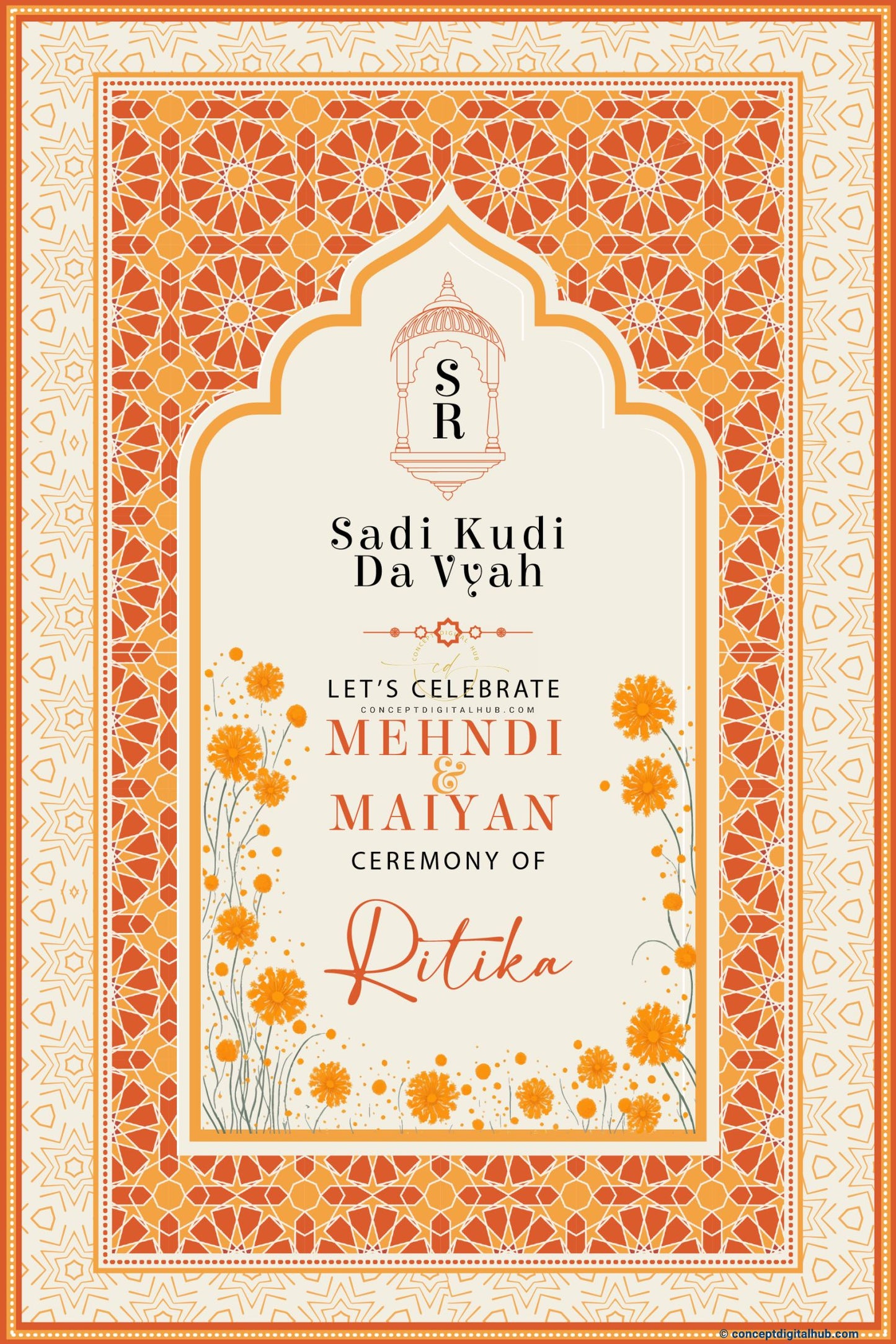 Light Orange Color Marigold Welcome Board for Maiyan