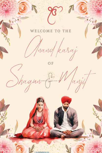 Modern Anand Karaj Welcome Sign Board