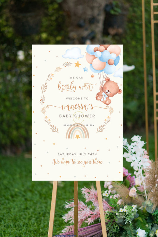 Teddy Bear Themed Baby Shower Welcome Sign Board