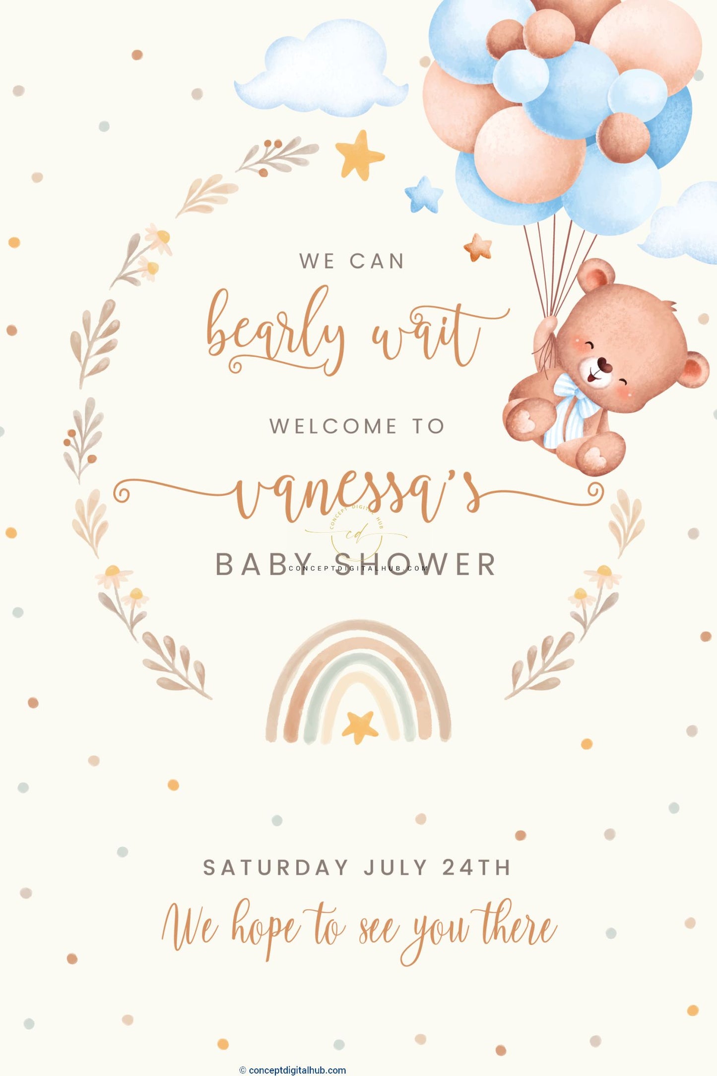 Teddy Bear Themed Baby Shower Welcome Sign Board