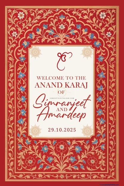 Red Brown Color Floral Welcome Board for Wedding Week