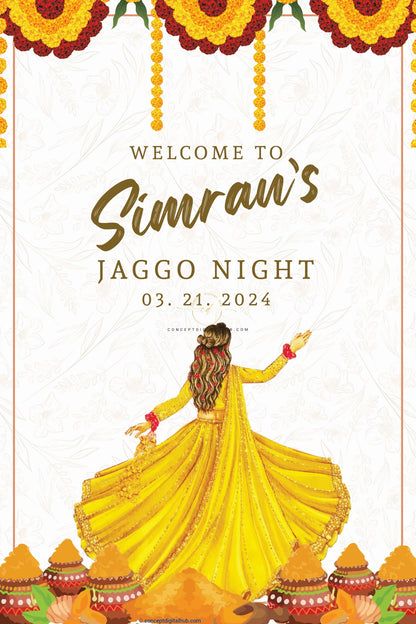 Yellow Jaggo Night Welcome Sign Board