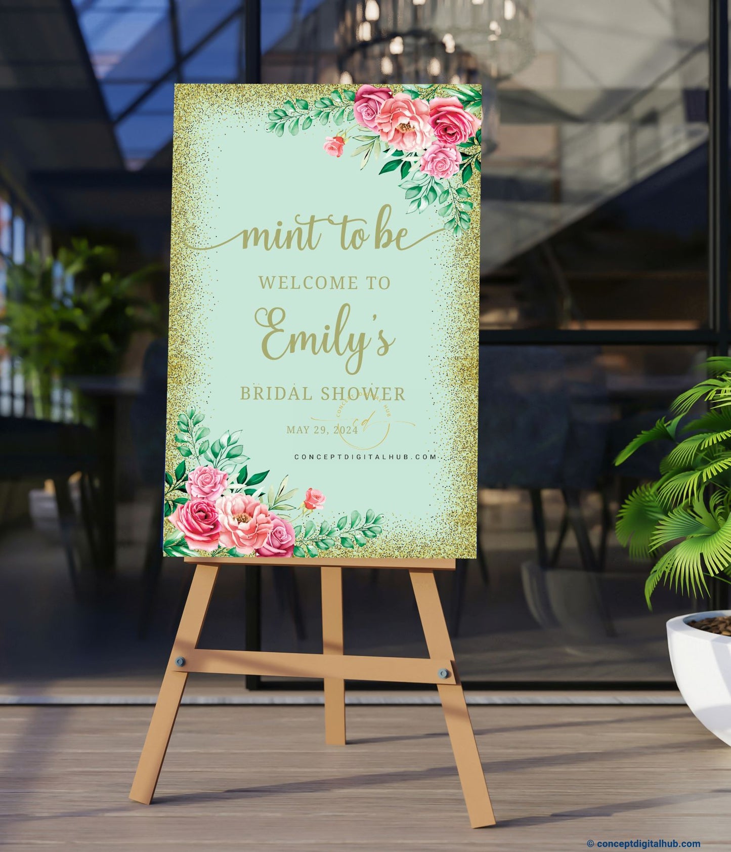 Elegant Mint Bridal Shower Welcome Sign Board