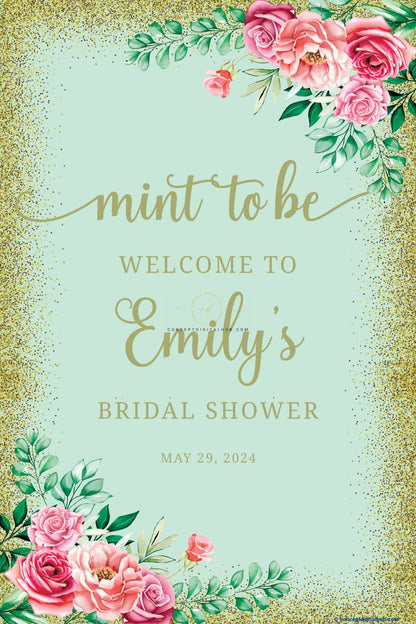 Elegant Mint Bridal Shower Welcome Sign Board