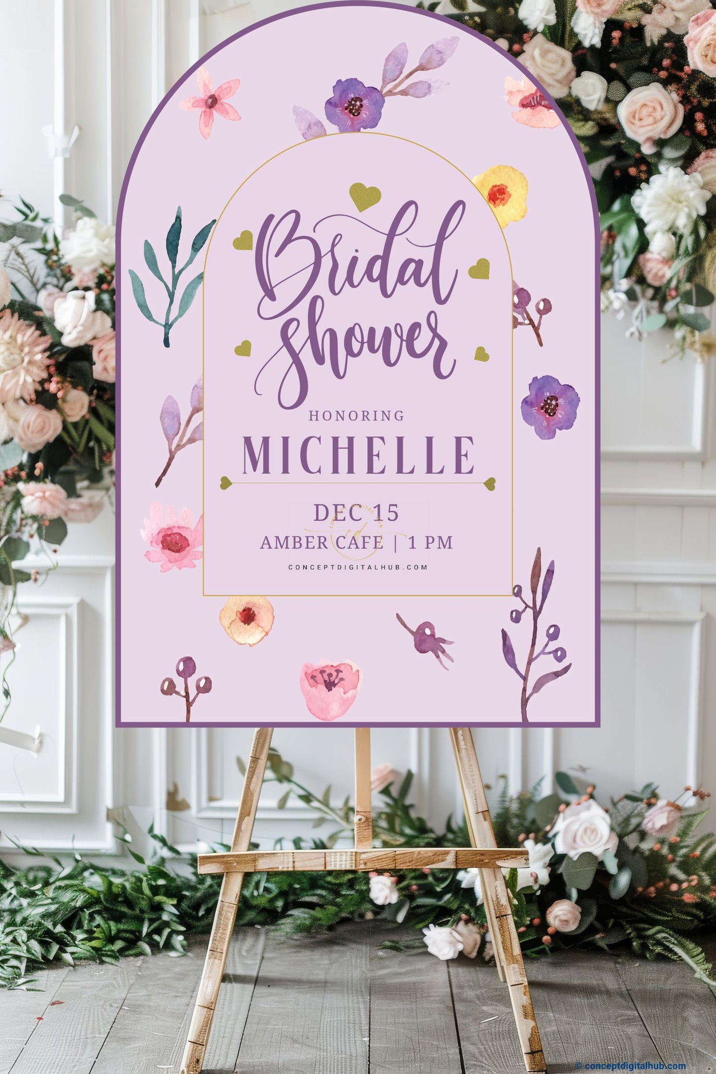 Light Pink Color Floral Welcome Board for Bridal Shower