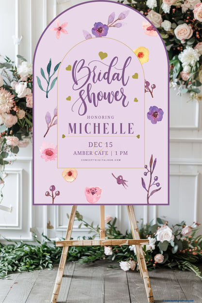 Light Pink Color Floral Welcome Board for Bridal Shower