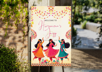 Colorful Happy Teej Welcome Board for Jaggo