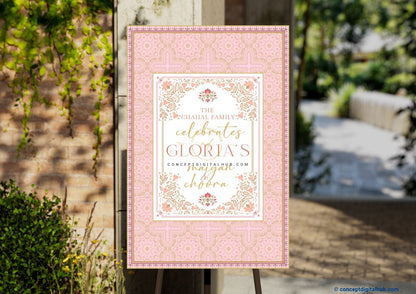 Pink Color Floral Welcome Board for Choora