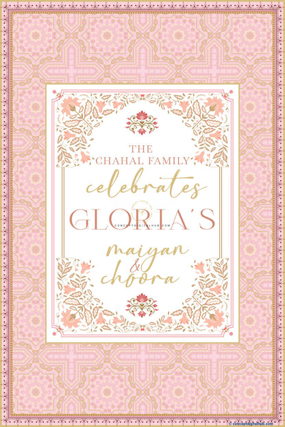 Pink Color Floral Welcome Board for Choora