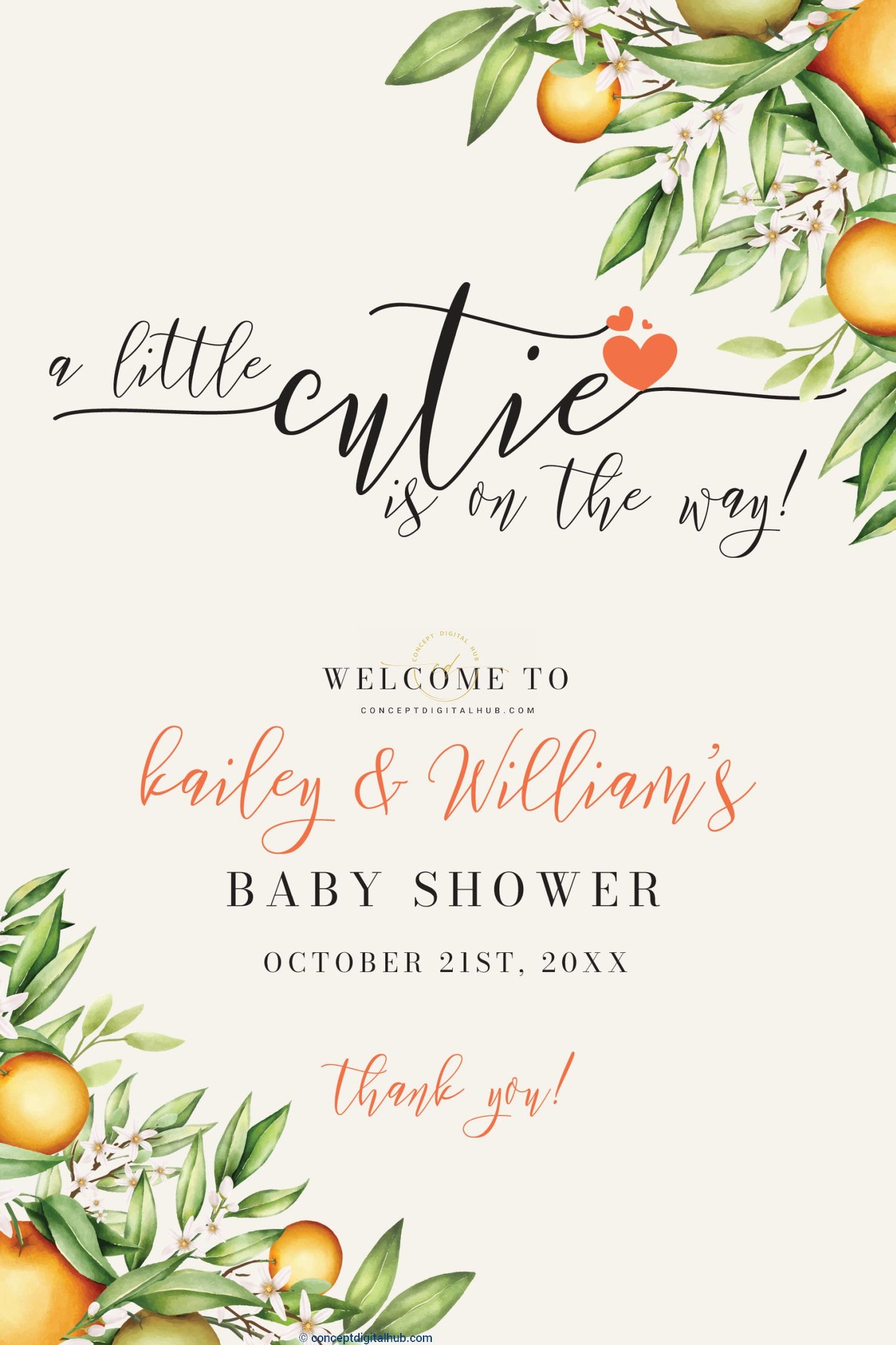 Baby Shower Welcome Sign Board With Lemons