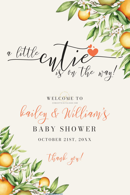 Baby Shower Welcome Sign Board With Lemons