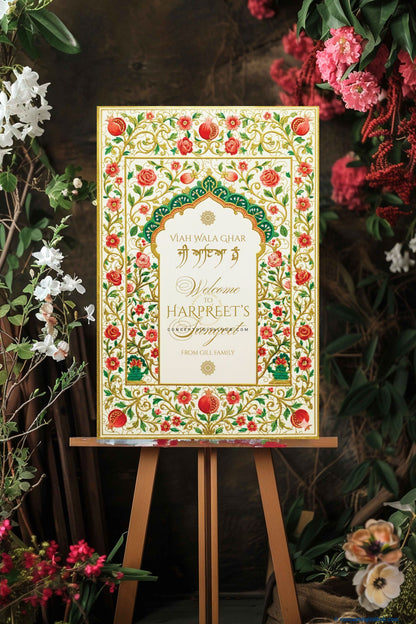 Ivory White Color Floral Welcome Board for Sangeet