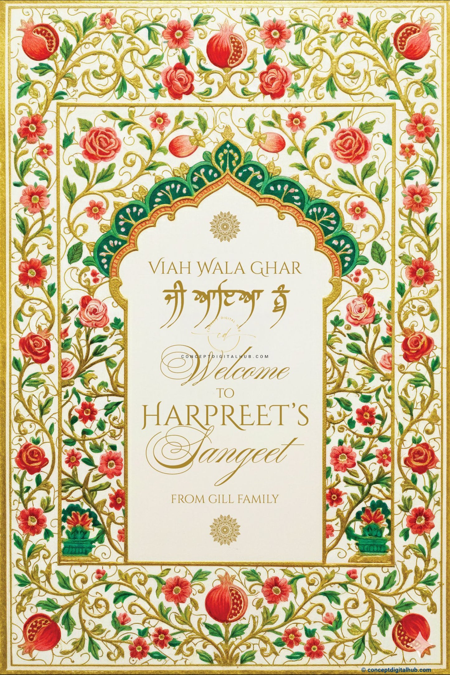 Ivory White Color Floral Welcome Board for Sangeet