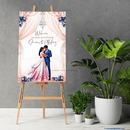 Pink Professional Wedding Welcome Sign Board