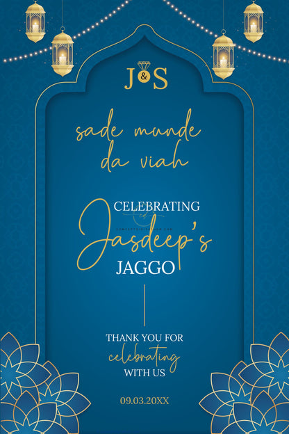 Elegant Blue Jaggo Welcome Sign Board