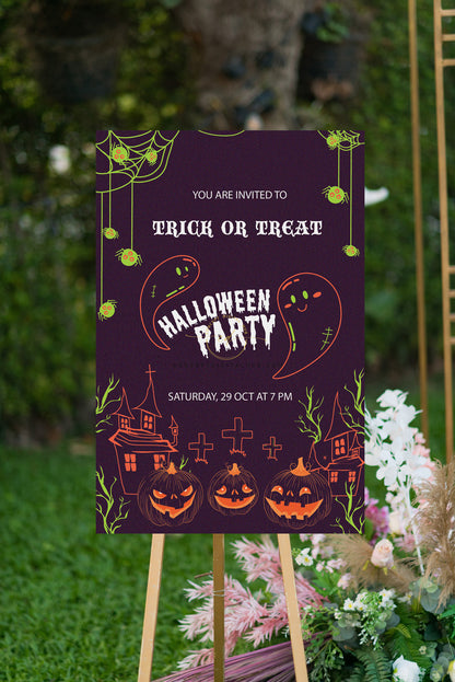 Concept Halloween Party Welcome Board