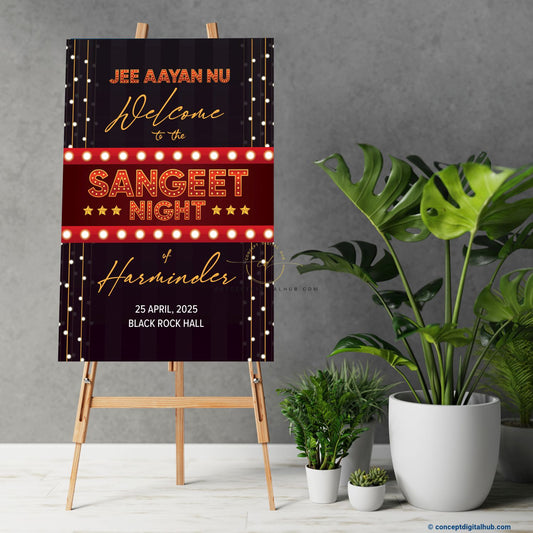 Woodsmoke Color Lights Welcome Board for Sangeet