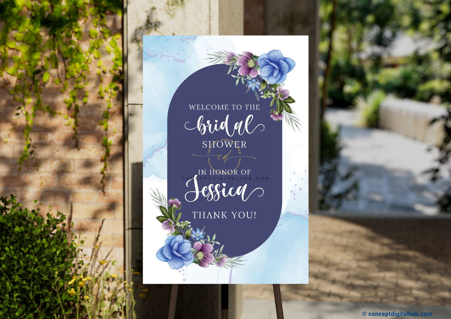 Blue Colored Bridal Shower Welcome Sign Board