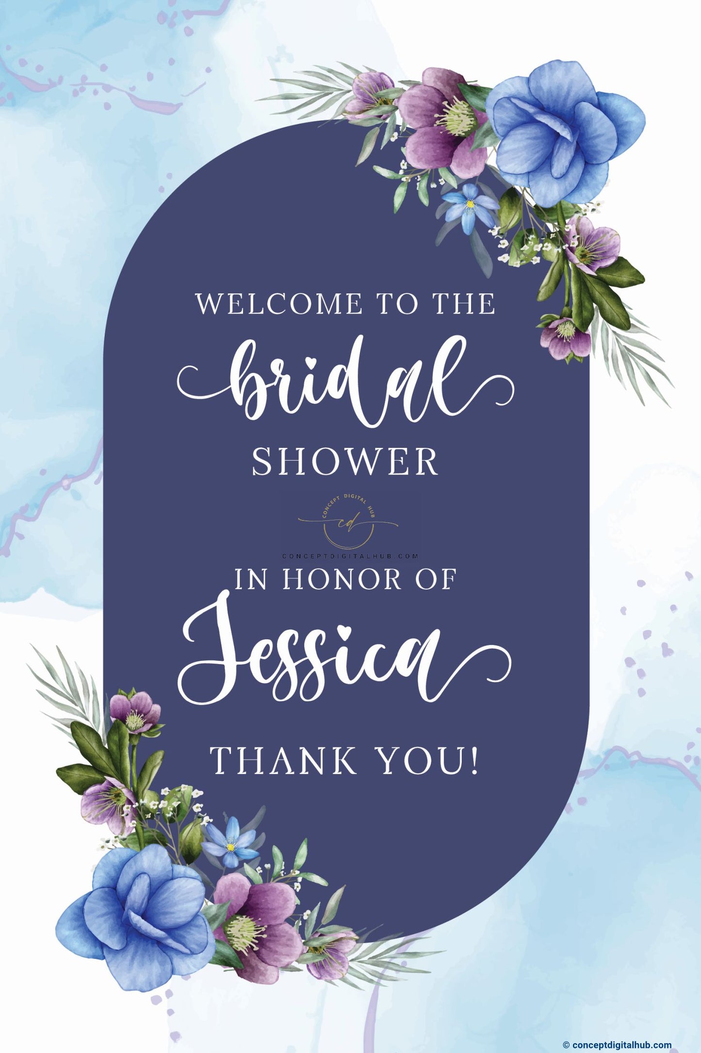 Blue Colored Bridal Shower Welcome Sign Board