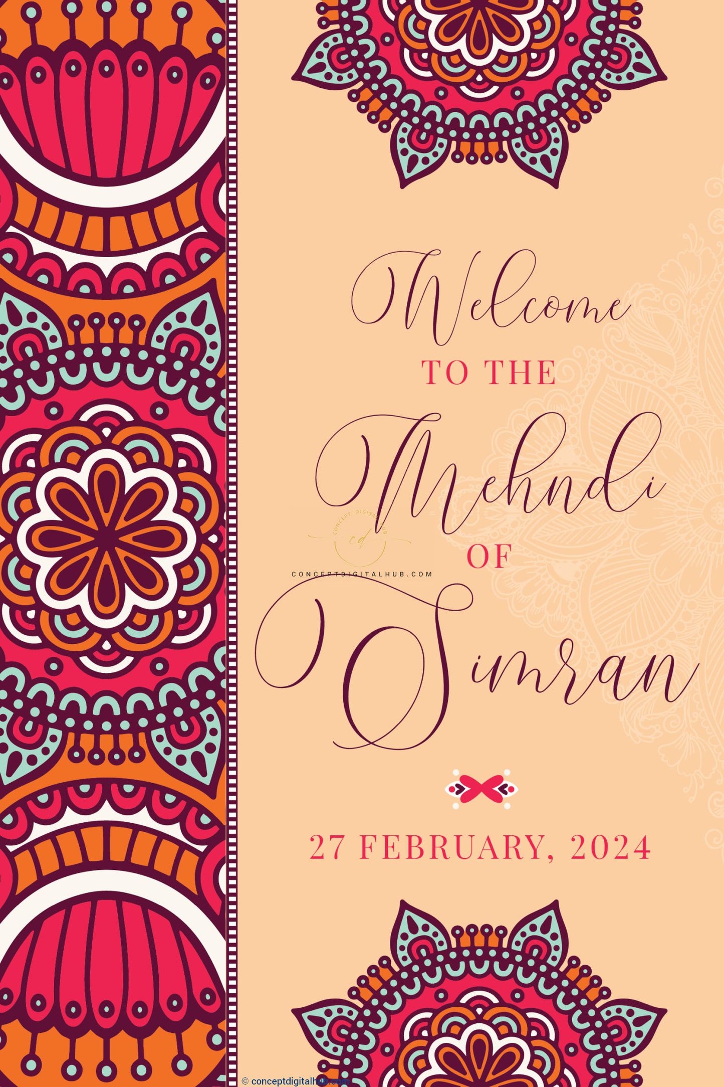 Rangoli Mehndi Welcome Sign Board