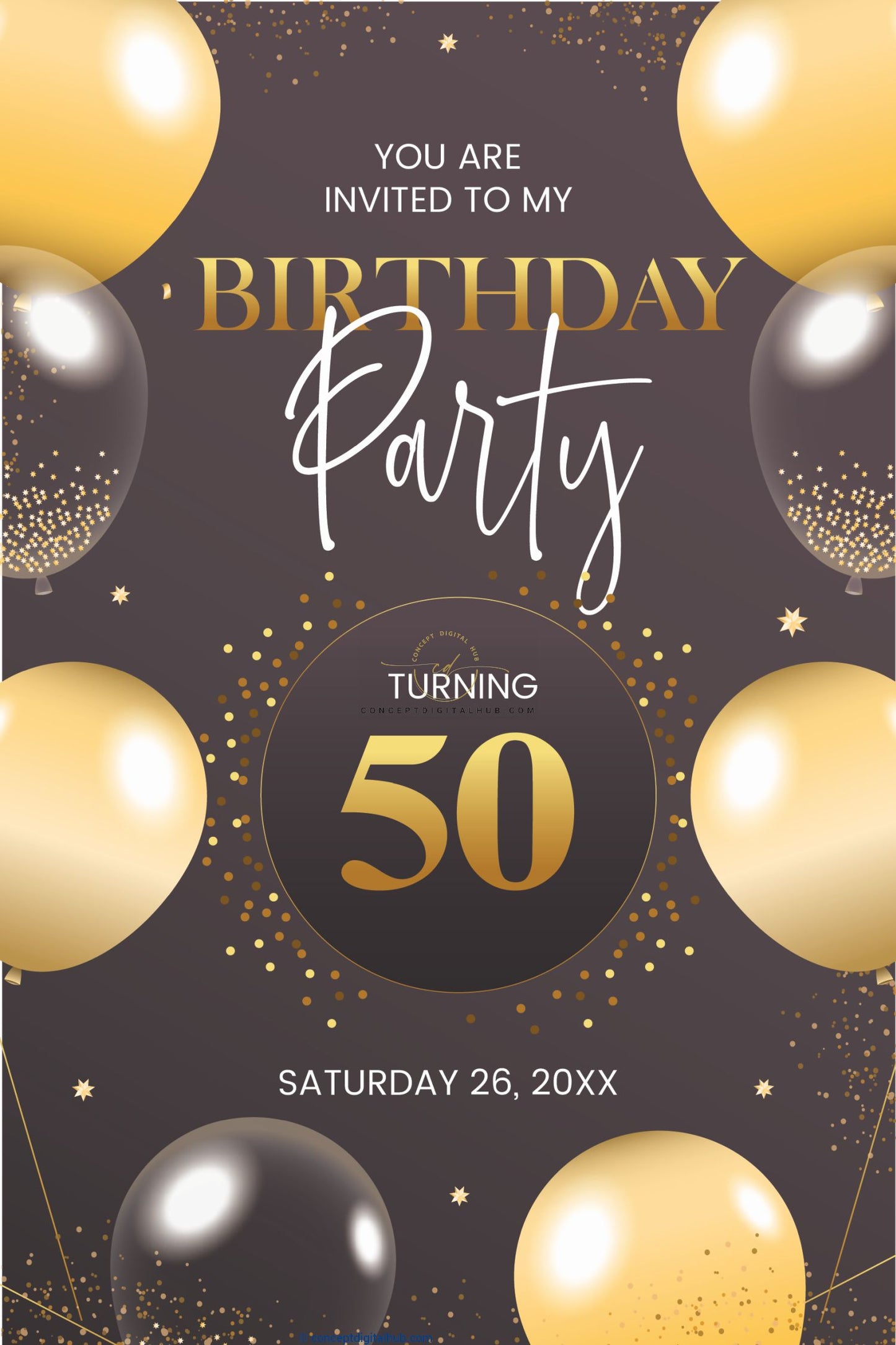 50th Birthday Welcome Board In Gold