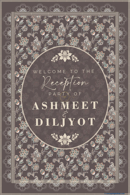 Davy Grey Color Floral Welcome Board for Wedding Week