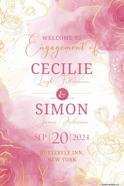 Pink Premium Welcome Sign Board for Engagement