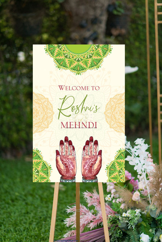 Green Welcome Sign Board For Mehndi