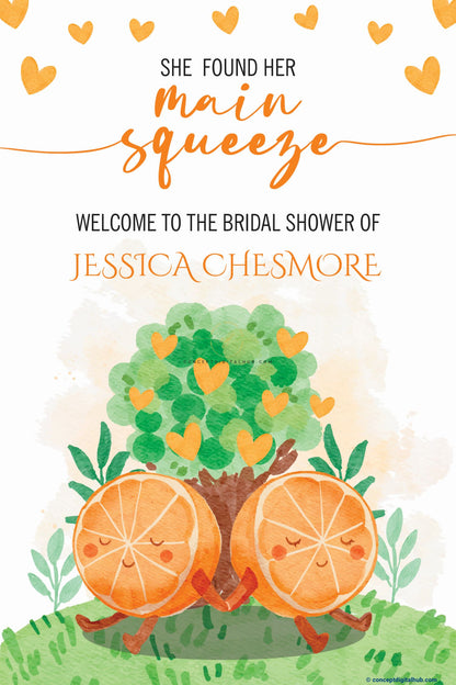 Orange Citrus Bridal Shower Welcome Sign Board