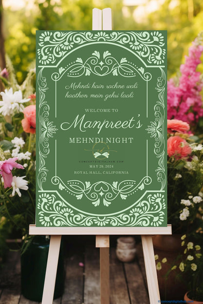 Green Mehndi Welcome Sign Board