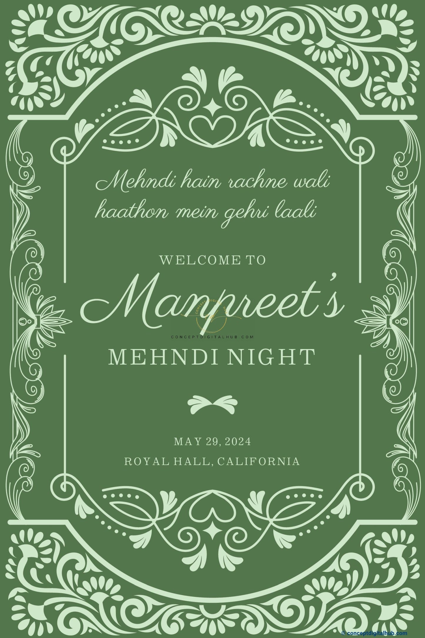 Green Mehndi Welcome Sign Board