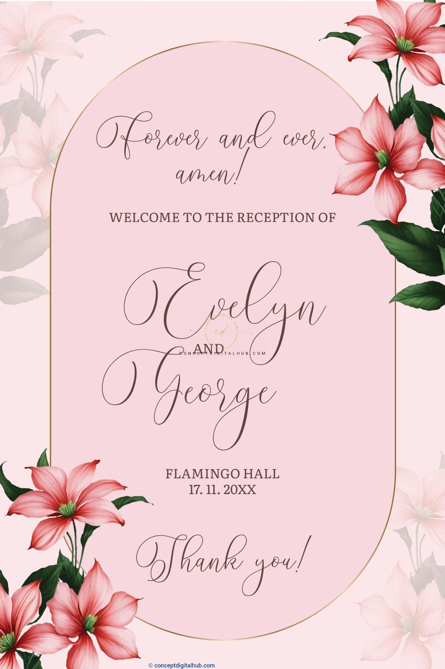 Pink Colored Wedding Reception Welcome Sign Board