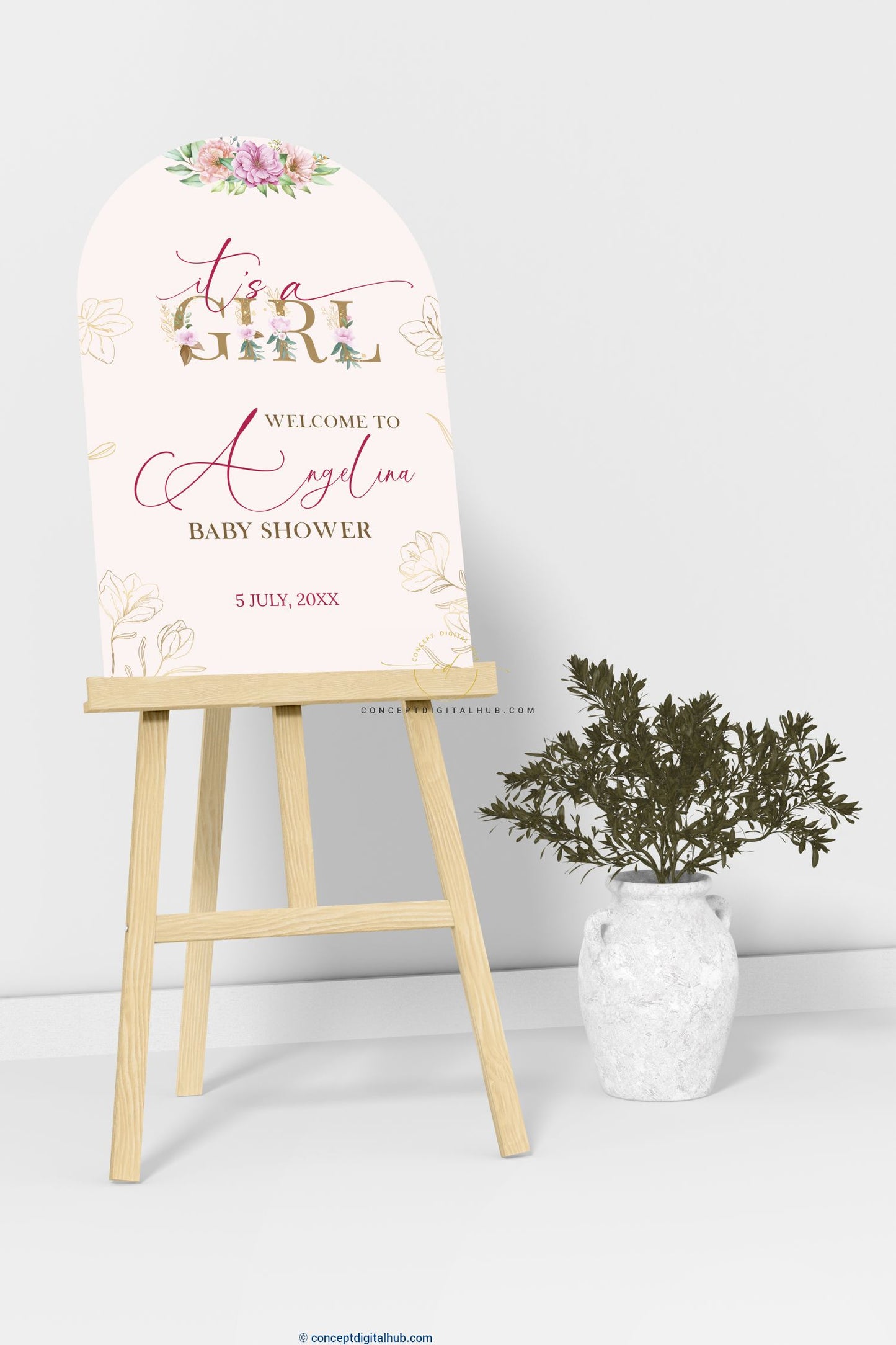 Baby Shower Girl Pink Color Welcome Board