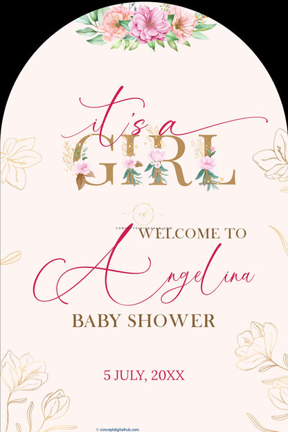 Baby Shower Girl Pink Color Welcome Board