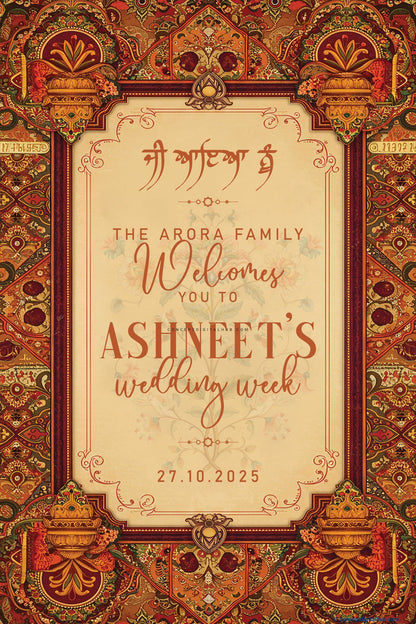 Winter Hazel Color Kerala Mural Welcome Board for Wedding Week